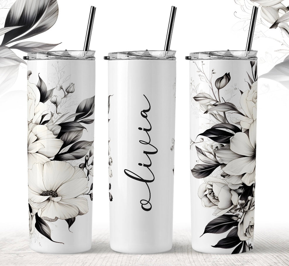 Custom flower name tumbler
