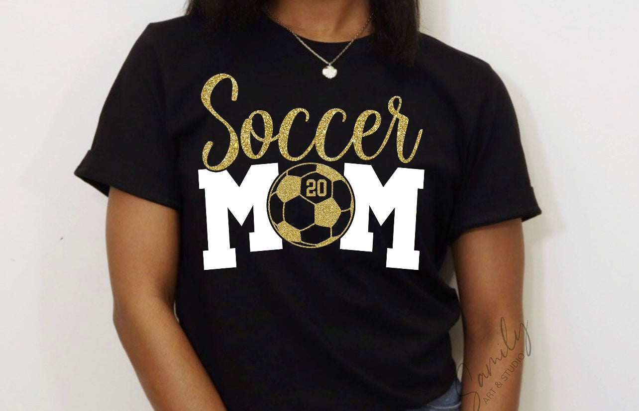 Custom glitter soccer mom