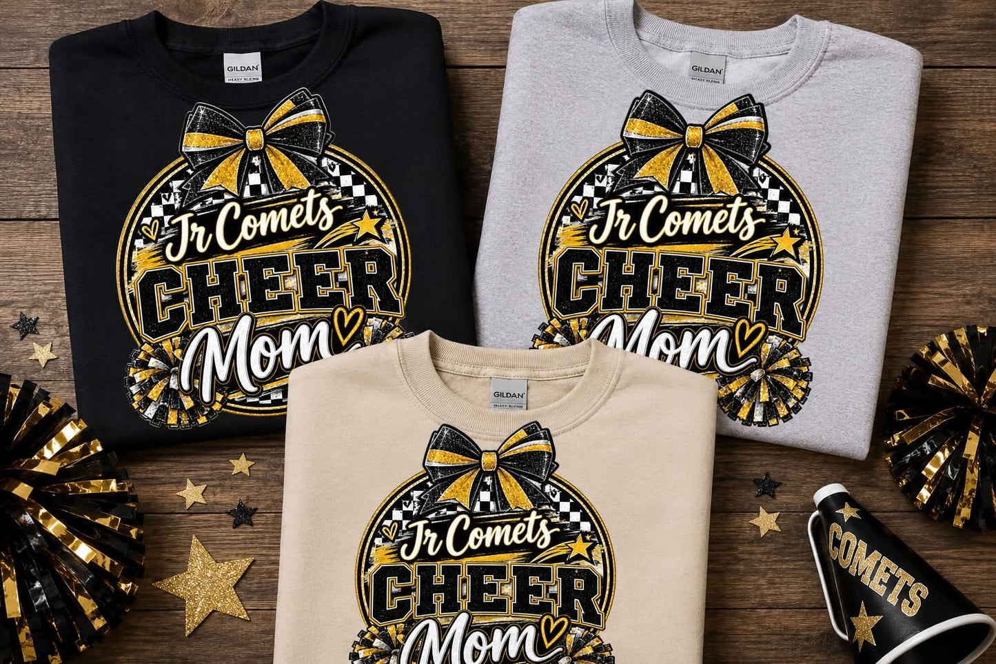 Jr. Comets cheer, Mom.