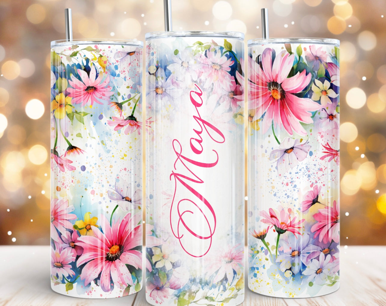 Custom flower name tumbler