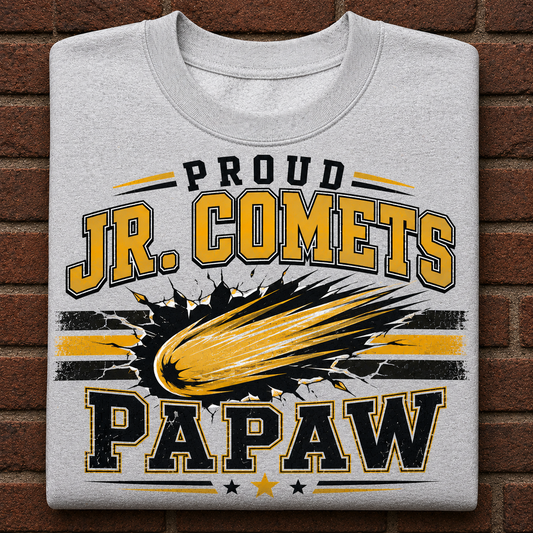 Personalized Proud Jr. Comets Family T-Shirt | Papa, Papo, Grandpa, Papaw & More