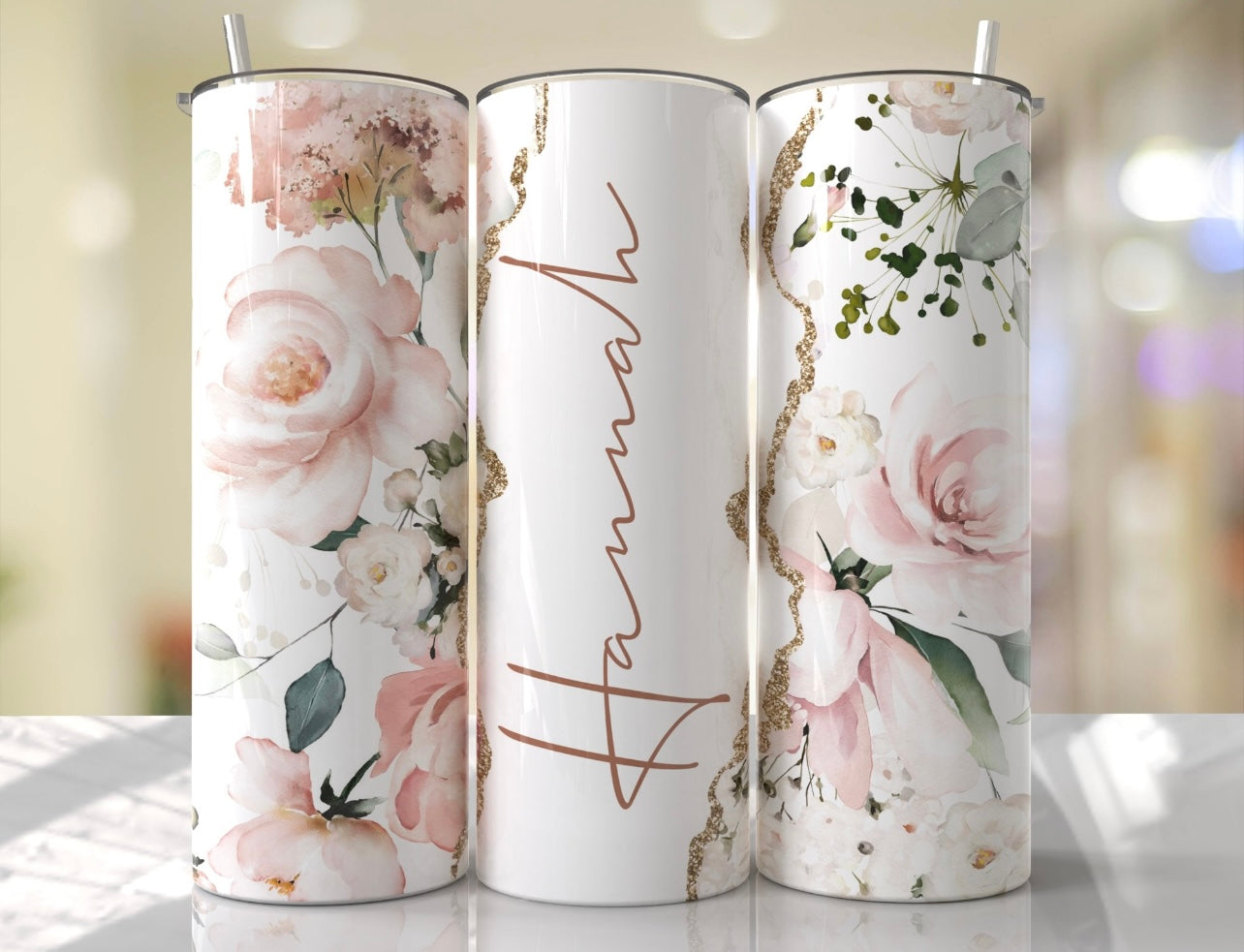 Custom flower name tumbler
