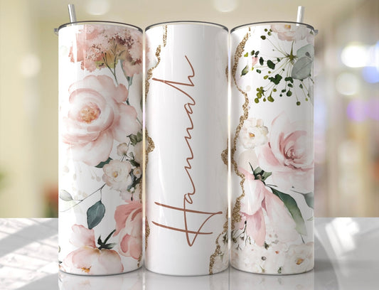 Custom flower name tumbler