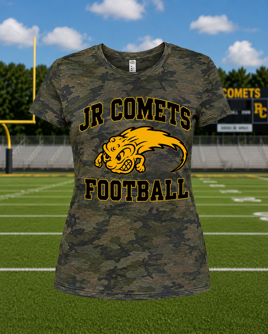 Jr. Comets Football Women’s Camo T-Shirt