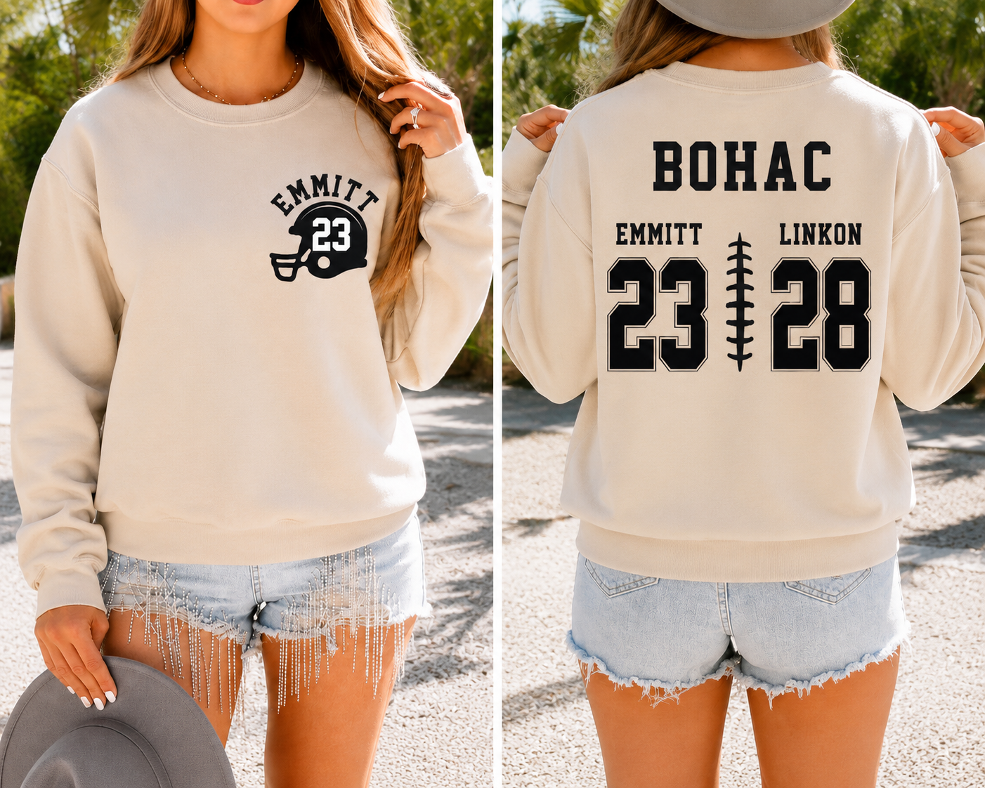 Personalized Football Family Crewneck & T-Shirt