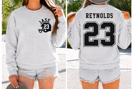 Personalized Football Family Crewneck & T-Shirt